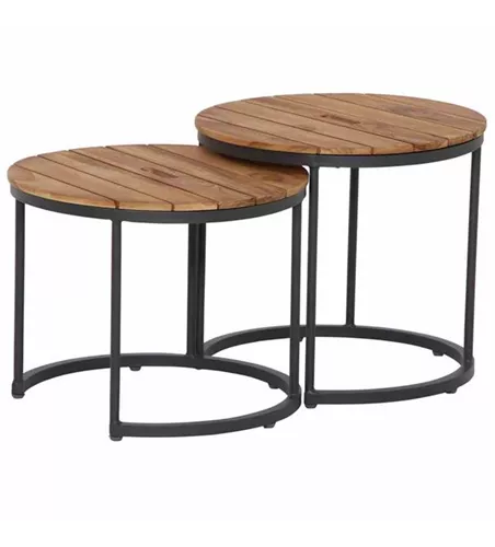 Siena Garden Baros 2er Set Beistelltische Aluminium/Teak