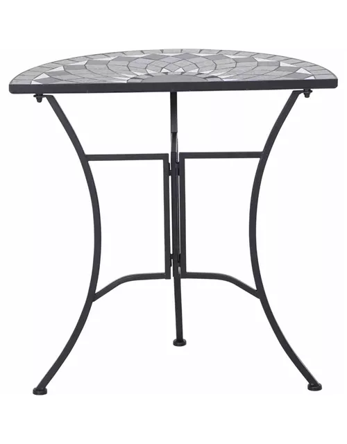 Siena Garden Como Tisch halbrund 35,5x70x71 cm matt schwarz mit mosaikoptik