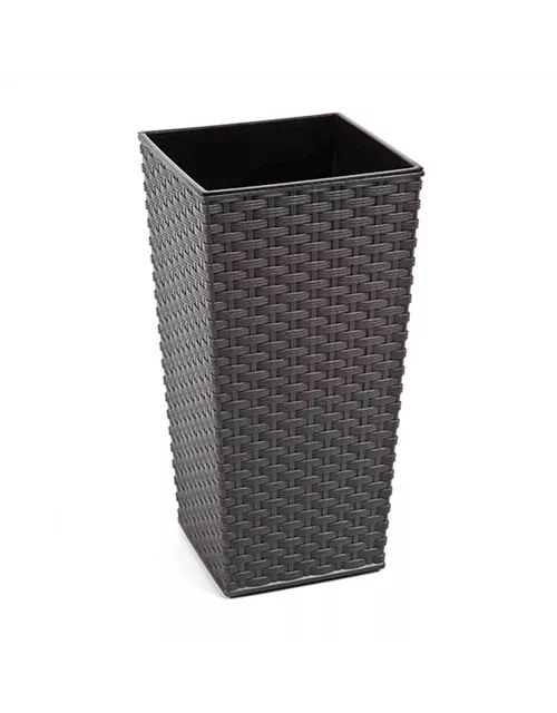 Siena Garden Pflanzkübel Paris, eckig, 30x30x57,0 cm, Rattanoptik in graphit Kunststoff