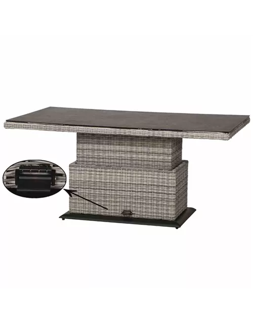 Siena Garden Soria Lifttisch 130x75 cm Geflecht/Spraystone 