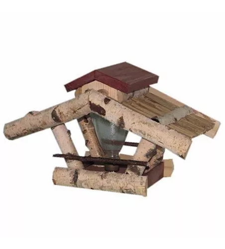 Vogelhaus Birkenhaus offen mit Silo 39 x 24 x 24 cm