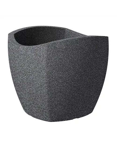 Scheurich Pflanzgefäß Wave Globe Cubo 50 cm x 50 cm Schwarz Granit