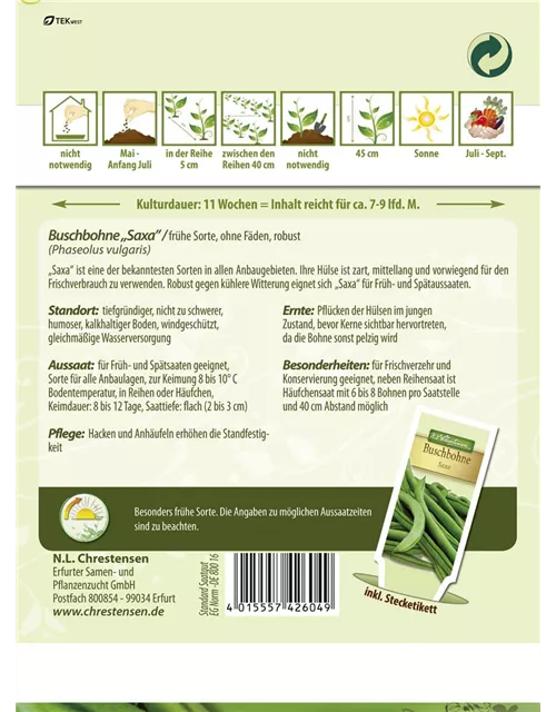 Buschbohnen 'Saxa'