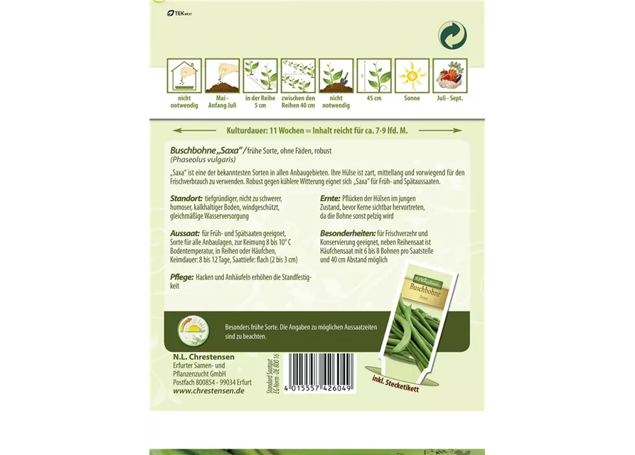 Buschbohnen 'Saxa'