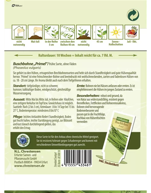 Buschbohnensamen 'Primel'