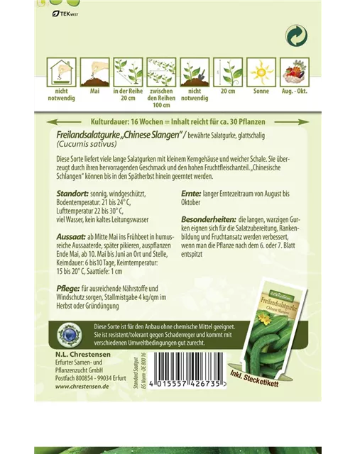 Gurkensamen 'Chinese Slangen'