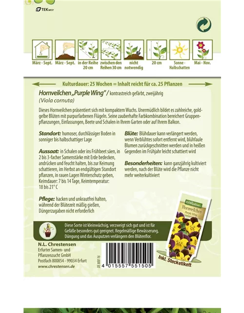 Hornveilchensamen 'Gold Purple Wing'