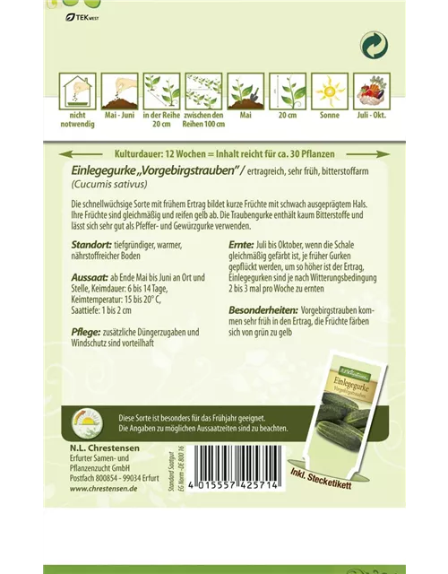 Gurkensamen 'Vorgebirgstrauben'
