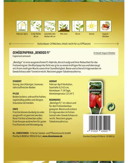 Paprikasamen 'Bendigo F1'