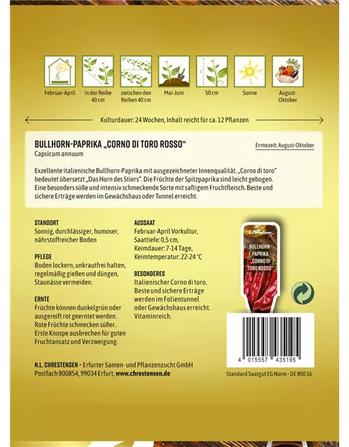 Paprikasamen 'Corno Di Toro Rosso'