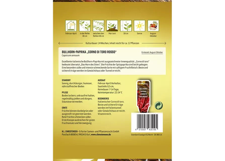 Paprikasamen 'Corno Di Toro Rosso'