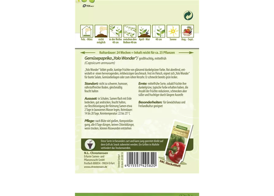 Paprikasamen 'Yolo Wonder B'