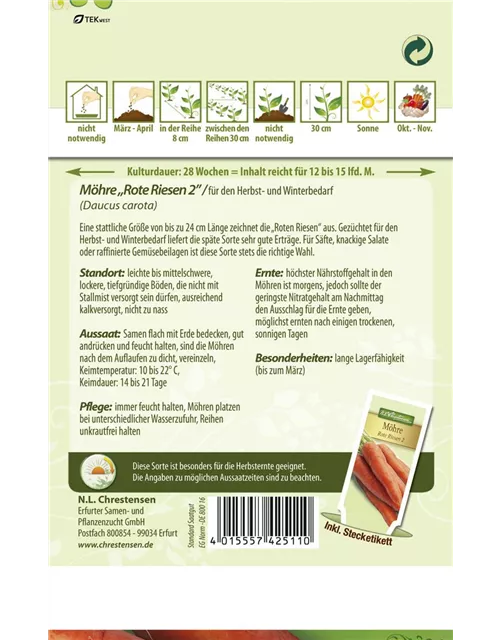 Möhresamen 'Rote Riesen 2'
