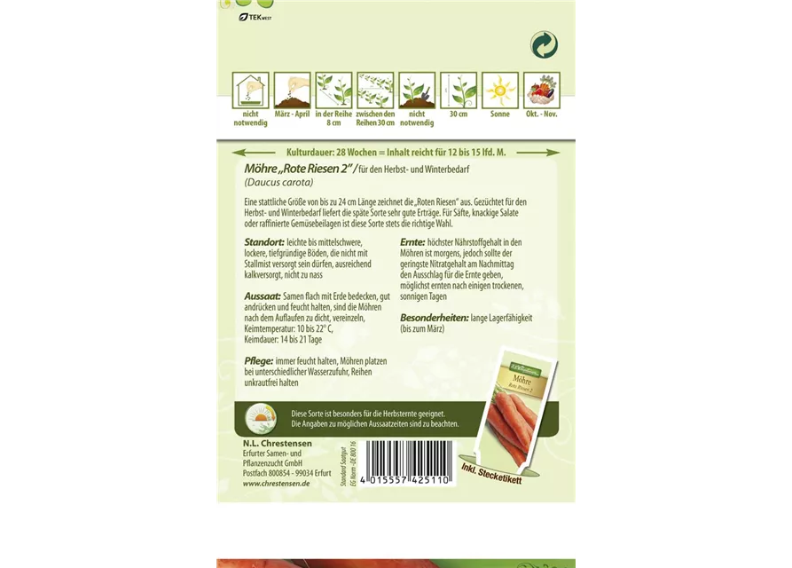 Möhresamen 'Rote Riesen 2'