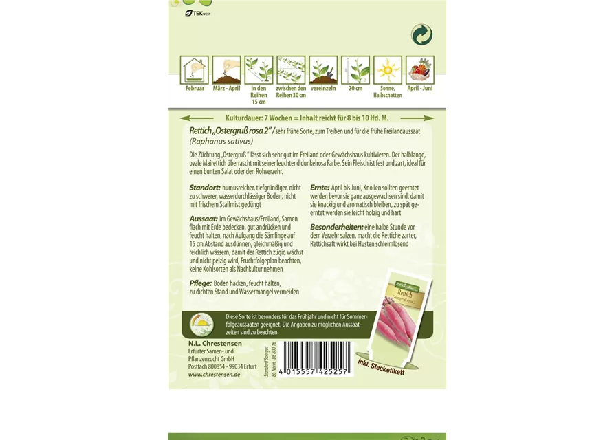 Rettichsamen 'Ostergruß Rosa 2'