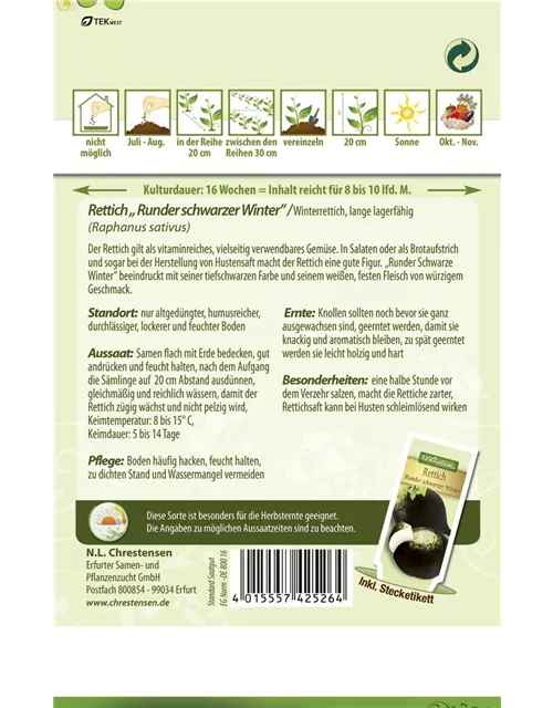 Rettichsamen 'Runder Schwarzer Winter'