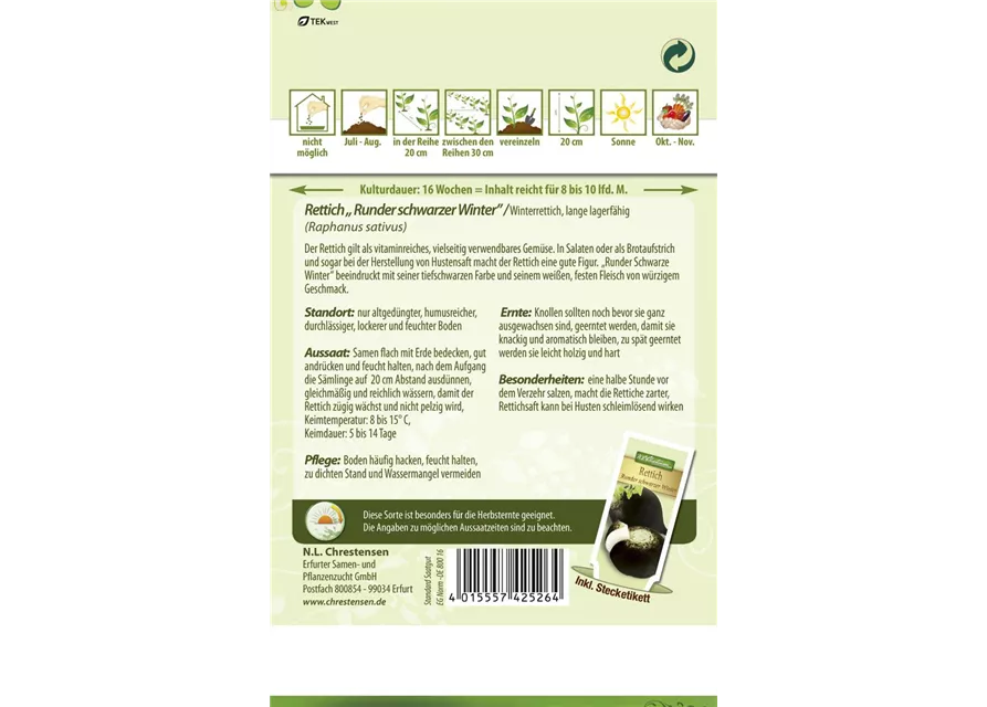 Rettichsamen 'Runder Schwarzer Winter'