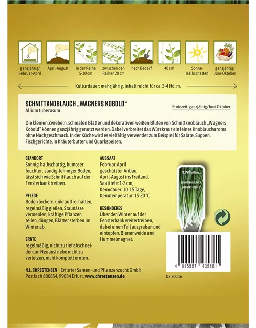 Schnittknoblauchsamen 'Wagners Kobold'