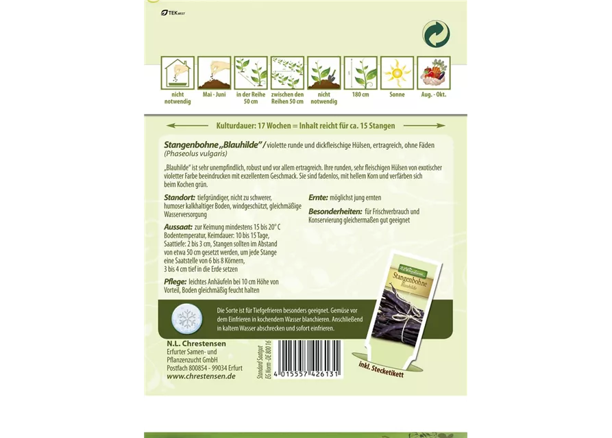 Stangenbohnensamen 'Blauhilde'