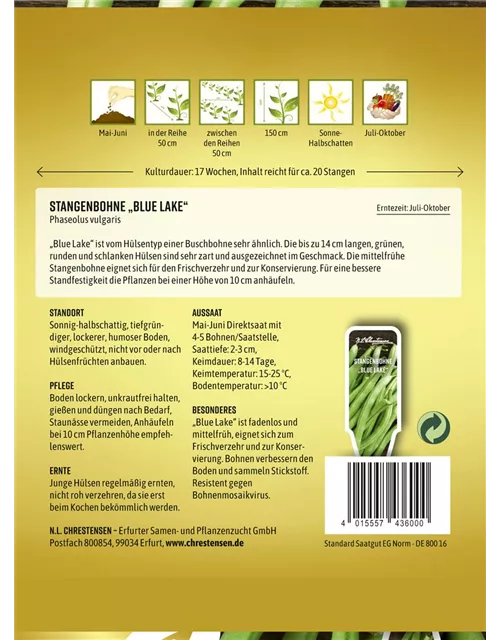 Stangenbohnensamen 'Blue Lake'