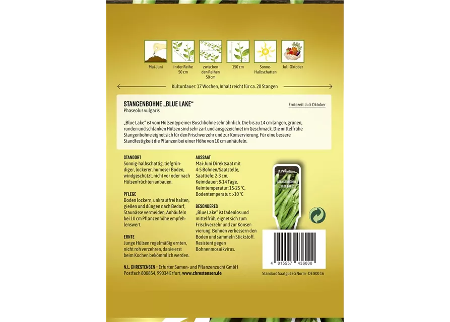 Stangenbohnensamen 'Blue Lake'