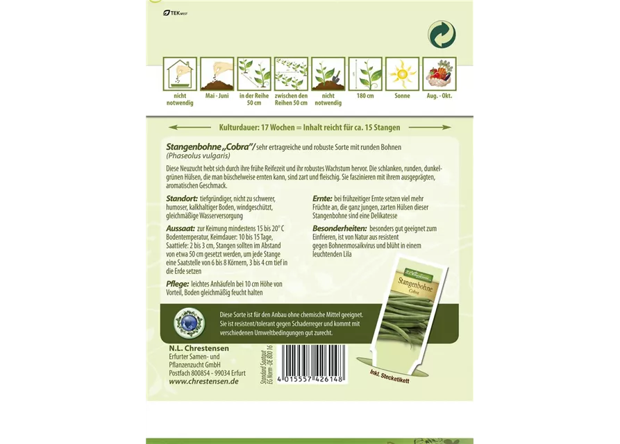 Stangenbohnensamen 'Cobra'