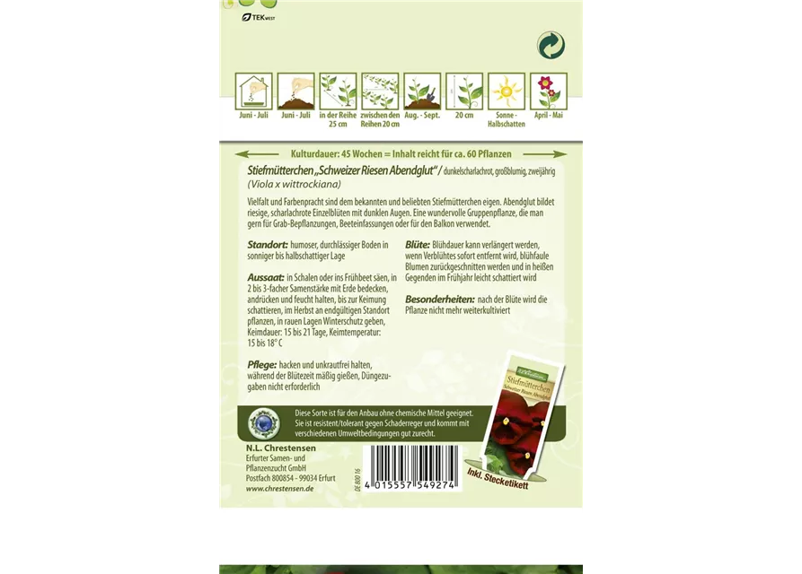 Stiefmütterchensamen 'Schweizer Riesen Abendglut'