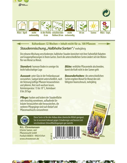 Staudensamenmischung 'Halbhohe Sorten'
