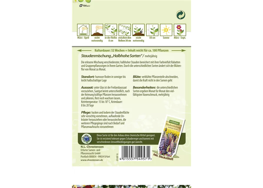 Staudensamenmischung 'Halbhohe Sorten'