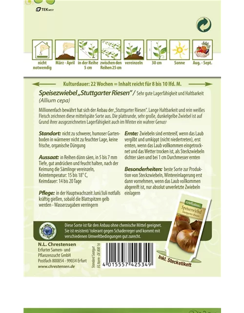 Zwiebelsamen 'Stuttgarter Riesen'