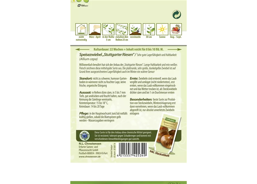 Zwiebelsamen 'Stuttgarter Riesen'