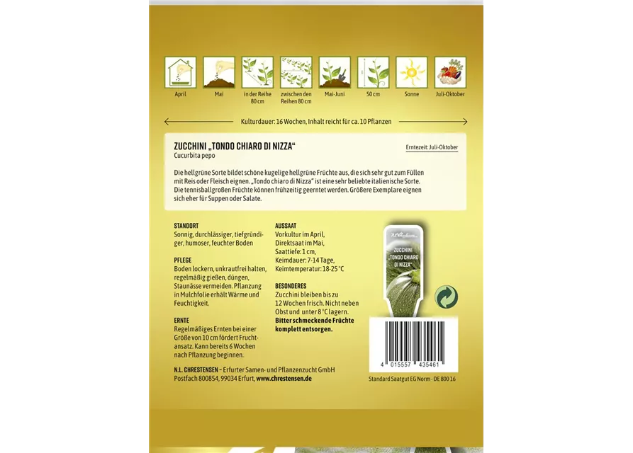 Zucchinisamen 'Tondo chiaro di Nizza'