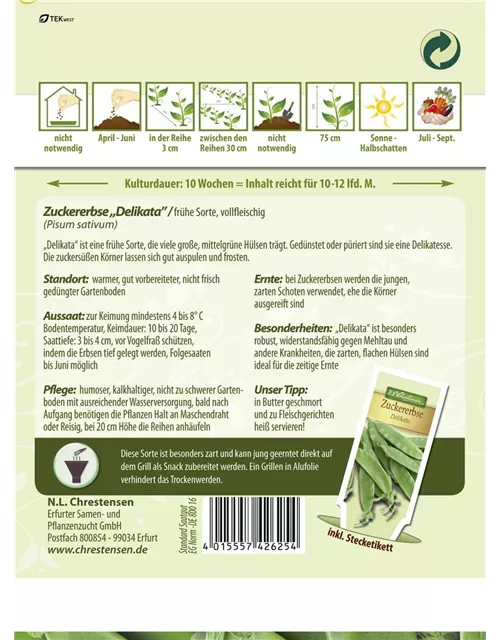 Zuckererbsensamen 'Delikata'