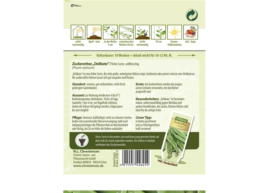 Zuckererbsensamen 'Delikata'