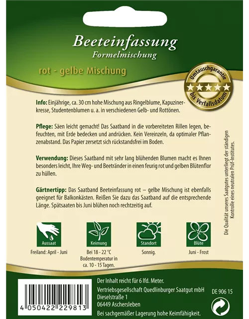 Beeteinfassung-Samen 'Rot-Gelb'