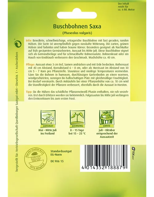 Buschbohnensamen 'Saxa'