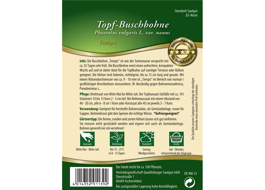 Buschbohnensamen 'Tempo'