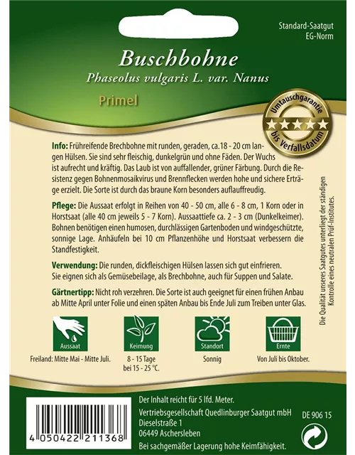 Buschbohnensamen 'Primel'