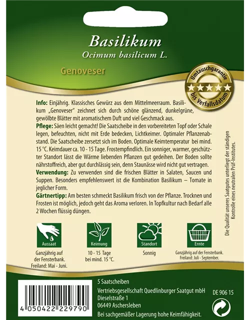 Garten-Basilikum-Samen 'Genoveser'