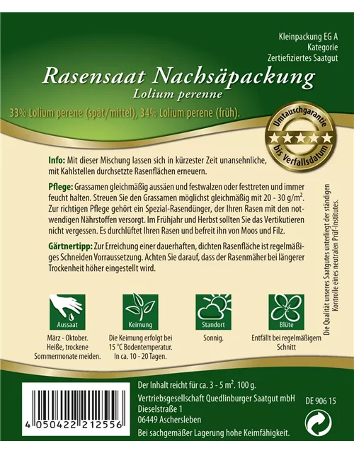 Nachsäpackung Rasen