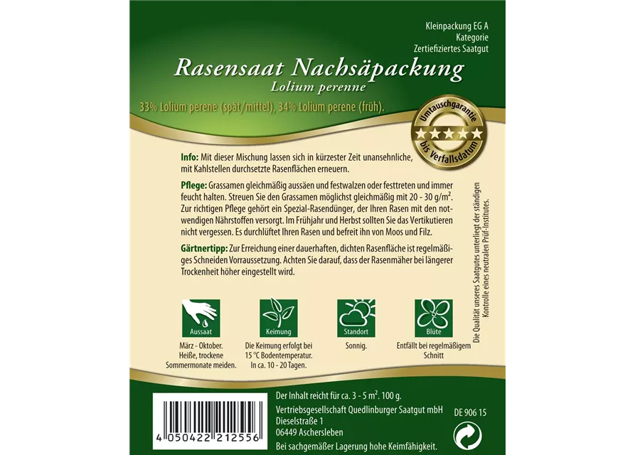 Nachsäpackung Rasen