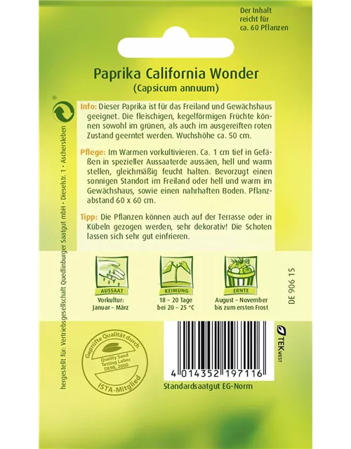 Paprikasamen 'Californian Wonder'