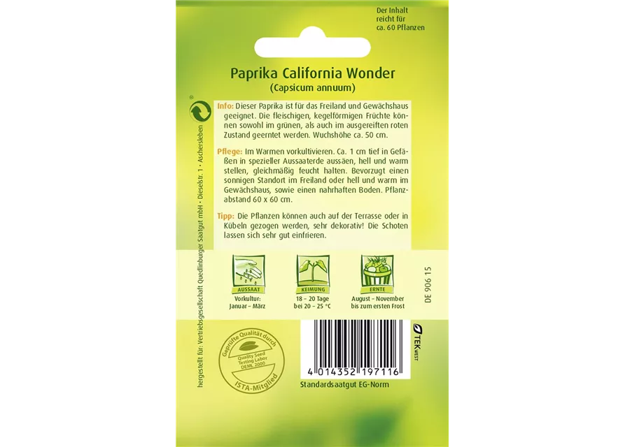 Paprikasamen 'Californian Wonder'