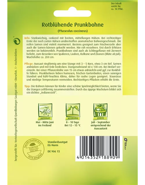 Prunkbohnensamen 'Rotblühende'