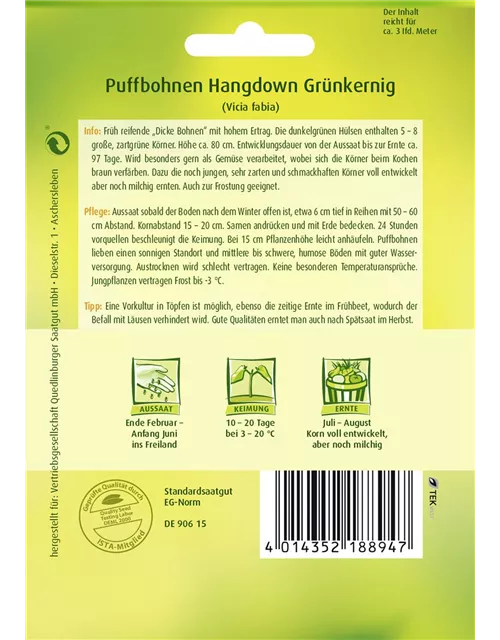 Puffbohnensamen 'Hangdown Grünkernig'