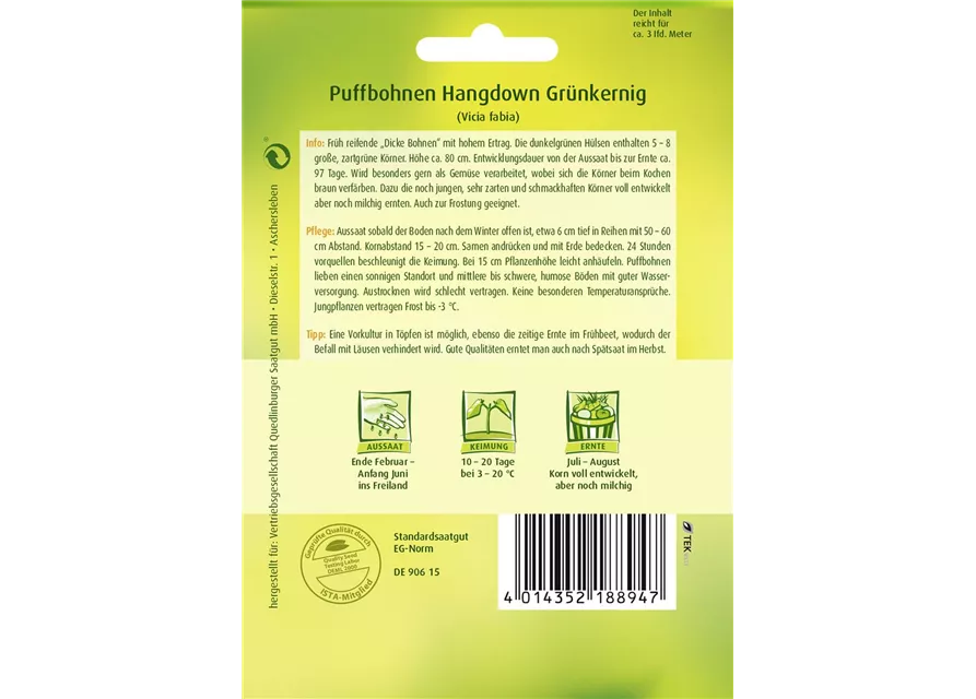 Puffbohnensamen 'Hangdown Grünkernig'