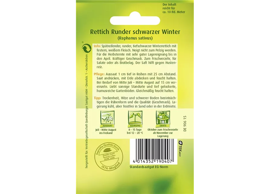 Rettichsamen 'Runder Schwarzer Winter'