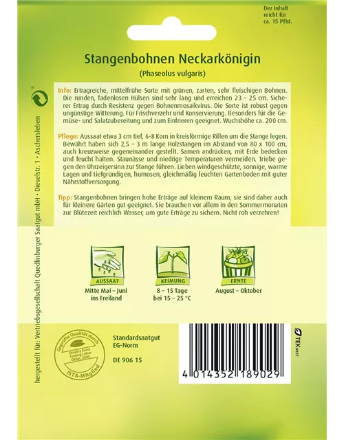 Stangenbohnensamen 'Neckarkönigin'