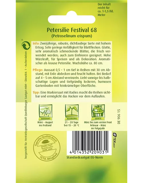 Glattblättrige Petersilie-Samen 'Festival 68'