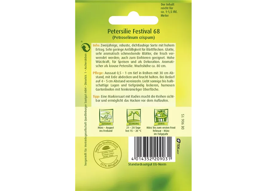 Glattblättrige Petersilie-Samen 'Festival 68'